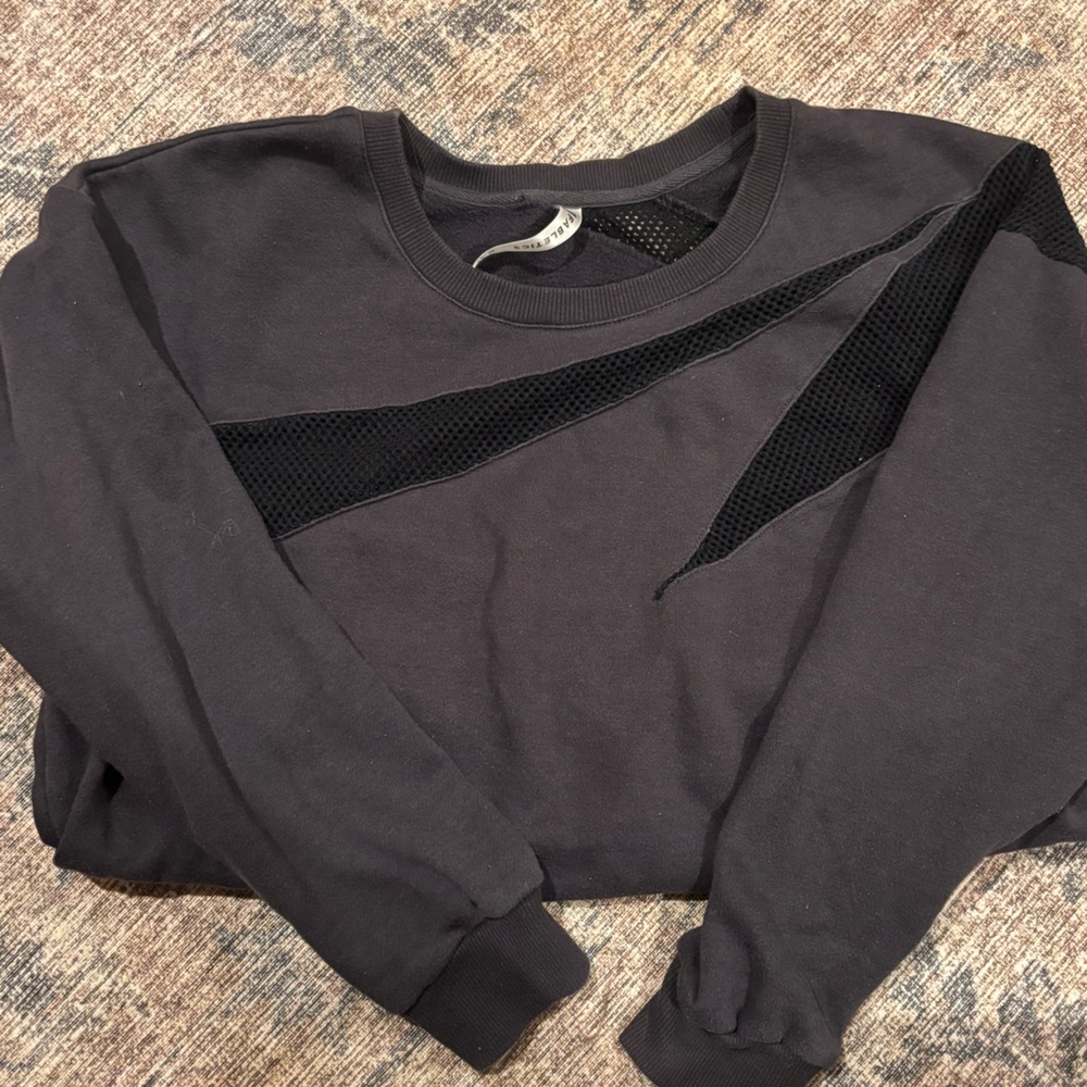 Fabletics Charcoal Mesh Accent Tee